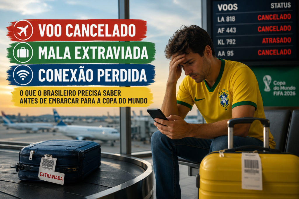 Voo cancelado, mala extraviada e conexão perdida: o que o brasileiro precisa saber antes de embarcar para a Copa do Mundo